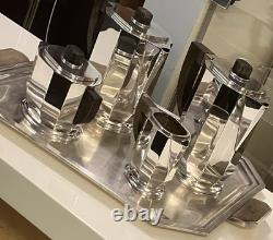 Art Deco 1930 Cubist Tea Set Silver Plate Puiforcat Ercuis Desny Christofle Era
