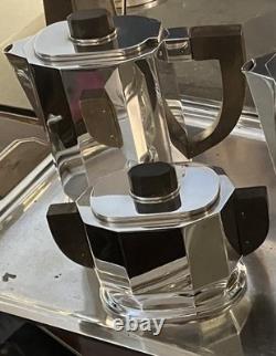 Art Deco 1930 Cubist Tea Set Silver Plate Puiforcat Ercuis Desny Christofle Era