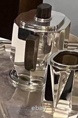 Art Deco 1930 Cubist Tea Set Silver Plate Puiforcat Ercuis Desny Christofle Era