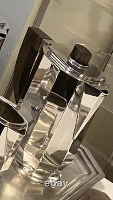 Art Deco 1930 Cubist Tea Set Silver Plate Puiforcat Ercuis Desny Christofle Era