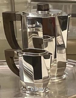 Art Deco 1930 Cubist Tea Set Silver Plate Puiforcat Ercuis Desny Christofle Era