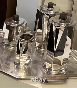 Art Deco 1930 Cubist Tea Set Silver Plate Puiforcat Ercuis Desny Christofle Era