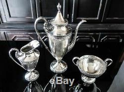 Art Deco Silver Plate Tea Set By Derby Silver Co Teapot Sugar Bowl Creamer