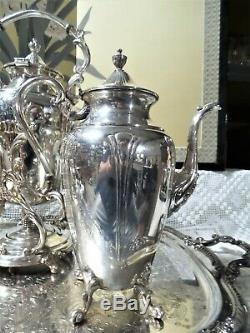 Art Nouveau Silver On Copper Tea Service 9 Pieces