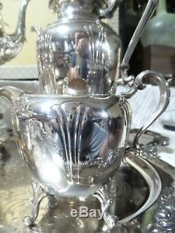 Art Nouveau Silver On Copper Tea Service 9 Pieces