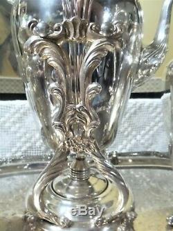 Art Nouveau Silver On Copper Tea Service 9 Pieces