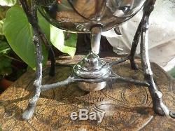 Arts & Crafts Silver Plate Tea Pot Tipping Heated Stand George Travis & Co 1863