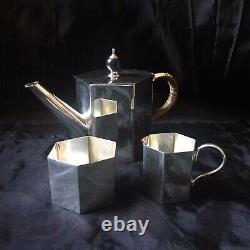 Arts & Crafts Three Piece Silver Plate Bachelors Tea Coffee Set Service