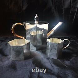 Arts & Crafts Three Piece Silver Plate Bachelors Tea Coffee Set Service