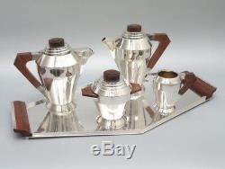 Authentic Art Deco Period French Silver Plate, Tea Coffee Service, Tray, Ruffier