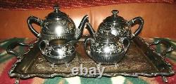 Awesome Pairpoint Mfg. Co. Quadruple Silver Plate Victorian #315 (4) Pc. Tea Set