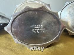 BARKER BROTHERS England Silver Plate Tea & Coffee Pot, Creamer, Sugar Bowl 1900s