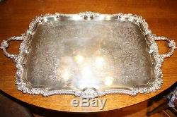 BARKER ELLIS Floral Repousse Silver plate Tea Coffee Service & Tray. Elegant