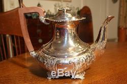 BARKER ELLIS Floral Repousse Silver plate Tea Coffee Service & Tray. Elegant