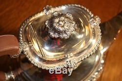 BARKER ELLIS Floral Repousse Silver plate Tea Coffee Service & Tray. Elegant