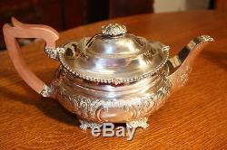 BARKER ELLIS Floral Repousse Silver plate Tea Coffee Service & Tray. Elegant