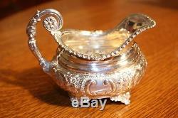 BARKER ELLIS Floral Repousse Silver plate Tea Coffee Service & Tray. Elegant