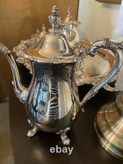 BEAUTIFULL, ORNATE ESTATE POOLE BRISTOL SILVERPLATE COFFEE/TEA SET Tarnish Free