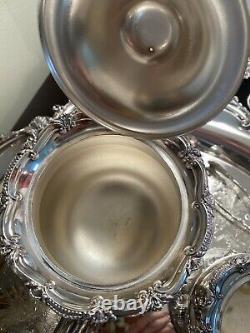 BEAUTIFULL, ORNATE ESTATE POOLE BRISTOL SILVERPLATE COFFEE/TEA SET Tarnish Free