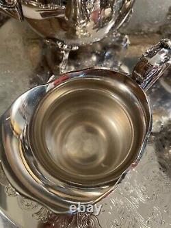 BEAUTIFULL, ORNATE ESTATE POOLE BRISTOL SILVERPLATE COFFEE/TEA SET Tarnish Free