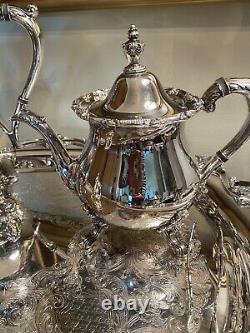 BEAUTIFULL, ORNATE ESTATE POOLE BRISTOL SILVERPLATE COFFEE/TEA SET Tarnish Free