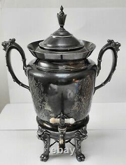 BEAUTIFUL! Atq c1800s SLV PLATED ORNATE ART DECO GOTHIC COFFEE TEA SAMOVAR URN