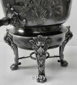 BEAUTIFUL! Atq c1800s SLV PLATED ORNATE ART DECO GOTHIC COFFEE TEA SAMOVAR URN