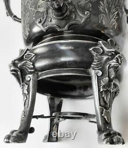 BEAUTIFUL! Atq c1800s SLV PLATED ORNATE ART DECO GOTHIC COFFEE TEA SAMOVAR URN