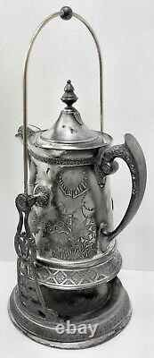 BEAUTIFUL! Atq c1800s SLV PLATED ORNATE ART DECO GOTHIC COFFEE TEA SAMOVAR URN