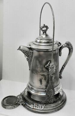 BEAUTIFUL! Atq c1800s SLV PLATED ORNATE ART DECO GOTHIC COFFEE TEA SAMOVAR URN