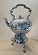Beautiful C1880 Art Nouveau Repousse Silver Plate Tipping Kettle Teapot On Stand