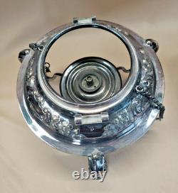 BEAUTIFUL c1880 ART NOUVEAU REPOUSSE SILVER PLATE TIPPING KETTLE TEAPOT ON STAND