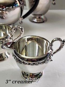 BIRKS REGENCY PLATE Primrose Tea Set withCoffe, Teapot, Sugar & Creamer Excellent