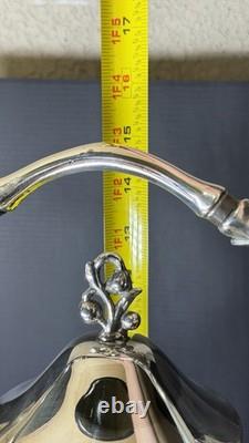 BSC Birmingham Silver Co Silver on Copper Teapot with Burner/ Warmer & Stand