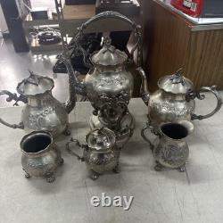 BSC Silver on Copper Tea Set Made in England Sterling Silver Border