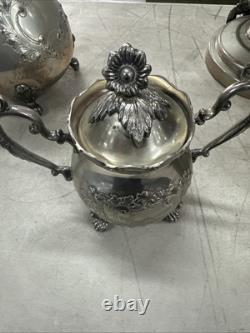 BSC Silver on Copper Tea Set Made in England Sterling Silver Border