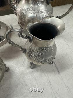 BSC Silver on Copper Tea Set Made in England Sterling Silver Border