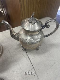 BSC Silver on Copper Tea Set Made in England Sterling Silver Border