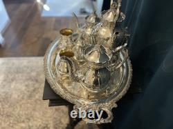BSC Silver on copper 8-piece Tea Serving Set Includes Silversmith Cloths/trunk