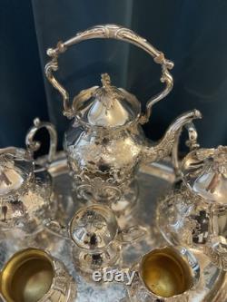 BSC Silver on copper 8-piece Tea Serving Set Includes Silversmith Cloths/trunk