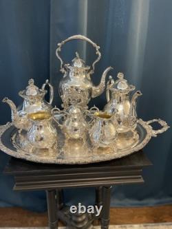 BSC Silver on copper 8-piece Tea Serving Set Includes Silversmith Cloths/trunk