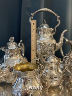 BSC Silver on copper 8-piece Tea Serving Set Includes Silversmith Cloths/trunk
