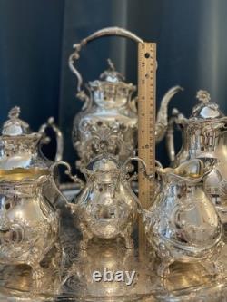 BSC Silver on copper 8-piece Tea Serving Set Includes Silversmith Cloths/trunk