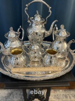 BSC Silver on copper 8-piece Tea Serving Set Includes Silversmith Cloths/trunk