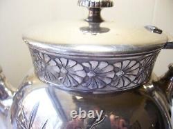 Barbour Bros Silver Co 4 pc quadruple plate 1880's tea set engraved floral #999