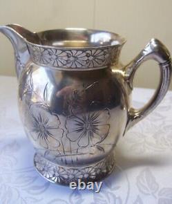 Barbour Bros Silver Co 4 pc quadruple plate 1880's tea set engraved floral #999