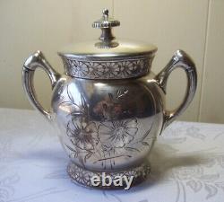 Barbour Bros Silver Co 4 pc quadruple plate 1880's tea set engraved floral #999