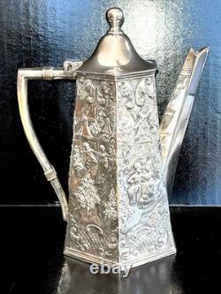 Barbour Repousse' Silverplate Tea / Coffee Server In PRISTINE Condition-1890's