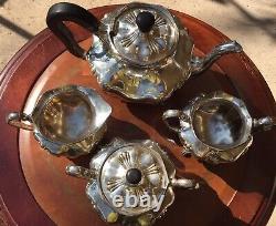 Barbour Silver Co 4 Piece Silver Tea Set Stamped #4009 Art Nouveau Tea Set RARE