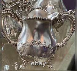 Barbour Silver Co. Antique Silver Plate 1925 5-Pc Hand-Chased Coffee & Tea Set